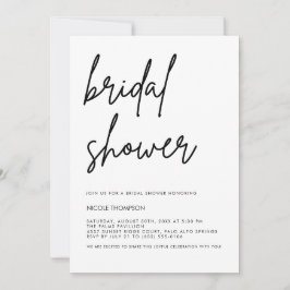 Chic Black Script Bridal Shower Invitation Minimal Einladung