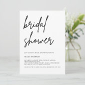 Chic Black Script Bridal Shower Invitation Minimal Einladung (Stehend Vorderseite)