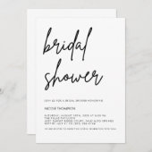 Chic Black Script Bridal Shower Invitation Minimal Einladung (Vorne/Hinten)