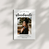 Chic Black Script Calligraphy Abschluss Foto Save The Date