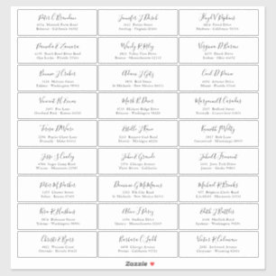 Chic Black Script Guest Names Address Sticker