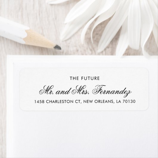 Chic Black Script Wedding Rücksendeadresse (Insitu)