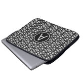 Chic Black & Silber Diamantmuster & Monogramm Laptopschutzhülle (Vorne Knopf)