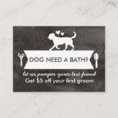 Chic Black Silhouette Dog Grooming Promo Card Visitenkarte (Vorderseite)