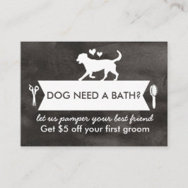 Chic Black Silhouette Dog Grooming Promo Card Visitenkarte