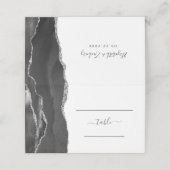 Chic Black Silver Agate Wedding Platzkarte (Außenseite Aufgefaltet)