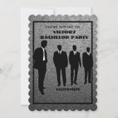 Chic Black & Silver Bachelor Party Einladung (Vorderseite)