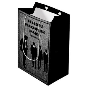 Chic Black & Silver Bachelor Party Mittlere Geschenktüte