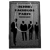 Chic Black & Silver Bachelor Party Mittlere Geschenktüte (Vorderseite)