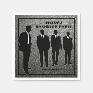 Chic Black & Silver Bachelor Party Serviette