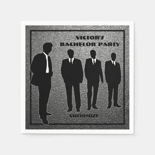 Chic Black & Silver Bachelor Party Serviette (Vorderseite)
