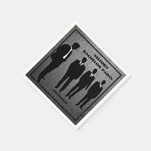 Chic Black & Silver Bachelor Party Serviette (Ecke)
