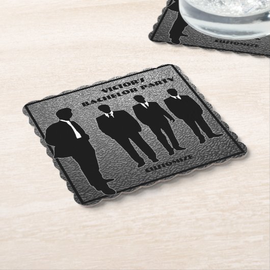 Chic Black & Silver Bachelor Party Untersetzer (angewinkelt)