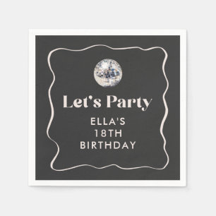 Chic Black & Silver Disco Ball 18. Geburtstagspart Serviette