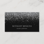 Chic Black Silver Glitzer Visitenkarte (Vorderseite)