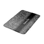 Chic Black Silver Grey Leopard Print Personalisier Badematte (Schrägansicht)