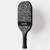 Chic Black Silver Leopard Print Personalisiert Pickleball Schläger (Links)