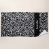 Chic Black Silver Leopard Print Personalisiert Strandtuch (Vorderseite)