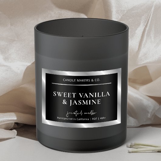 Chic Black & Silver Product Packaging Candle Label Lebensmitteletikett
