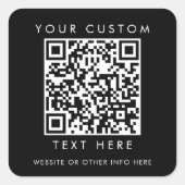 Chic Black Small Business Custom QR Code Quadratischer Aufkleber (Vorderseite)