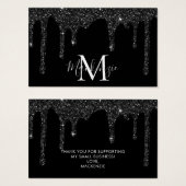 Chic Black Sparkle Glitzer Tropfens Monogram (Vorne & Hinten)