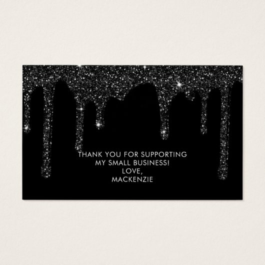 Chic Black Sparkle Glitzer Tropfens Monogram (Rückseite)
