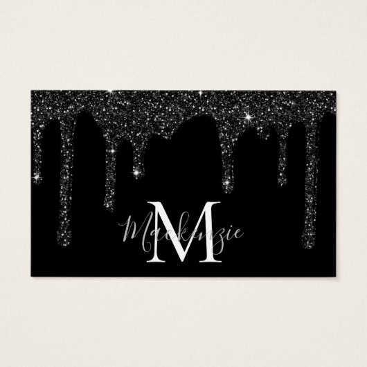 Chic Black Sparkle Glitzer Tropfens Monogram (Vorderseite)