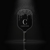 Chic Black Sparkle Glitzer Tropfens Monogram Pickleball Schläger