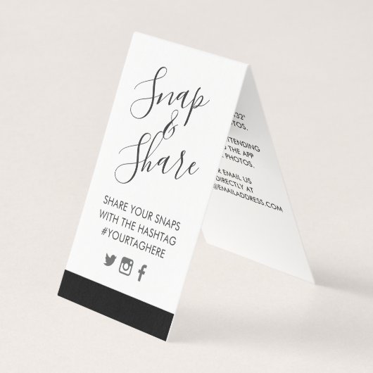 Chic Black Stripe Wedding Party Hashtag Mini Sign (Vorderseite)