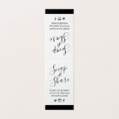 Chic Black Stripe Wedding Party Hashtag Mini Sign (Außenseite Aufgefaltet)