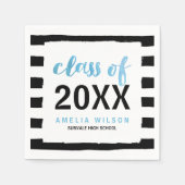 Chic Black Stripes Blue Class 2024 Abschluss Serviette (Vorderseite)