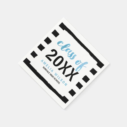 Chic Black Stripes Blue Class 2024 Abschluss Serviette (Ecke)