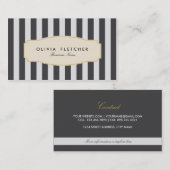 Chic Black Stripes Business Cards Visitenkarte (Vorne/Hinten)