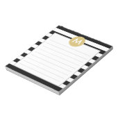 Chic Black Stripes Monogramm Pad Notizblock (Rotiert)