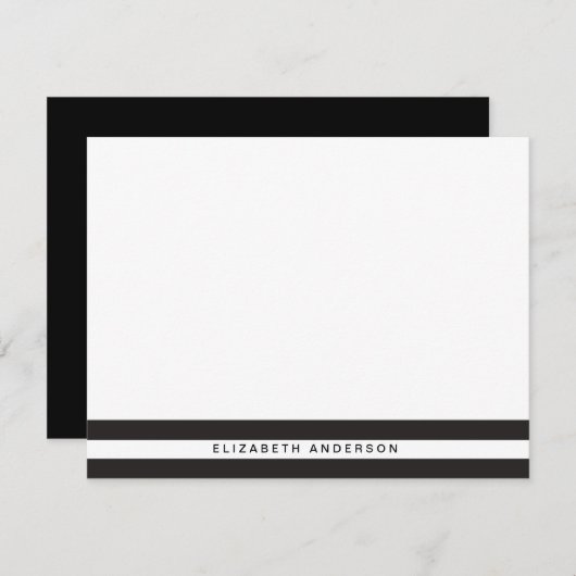 Chic Black Stripes Personalisiert Stationierungska Mitteilungskarte (Vorne/Hinten)