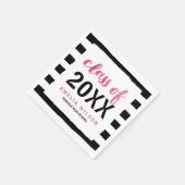 Chic Black Stripes Pink Class 2024 Abschluss Serviette (Ecke)
