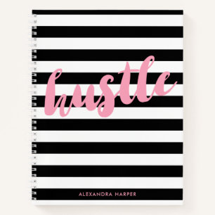 Chic Black Stripes - Pink Hustle - Name Notizblock