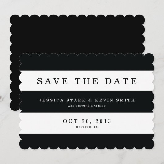 Chic Black Stripes Save the Date (Vorne/Hinten)