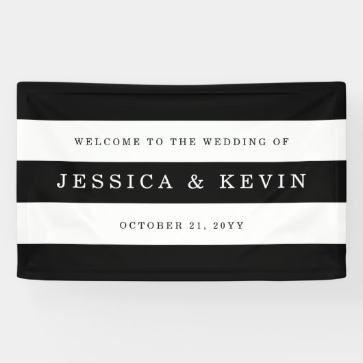 Chic Black Stripes Wedding Banner (Horizontal)