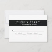 Chic Black Stripes Wedding RSVP (Vorderseite)