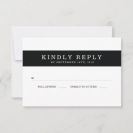 Chic Black Stripes Wedding RSVP