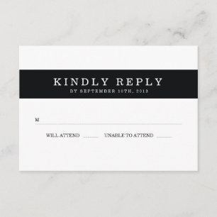 Chic Black Stripes Wedding RSVP Karte