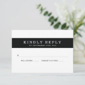 Chic Black Stripes Wedding RSVP Karte (Stehend Vorderseite)