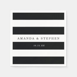 Chic Black Stripes Wedding Serviette