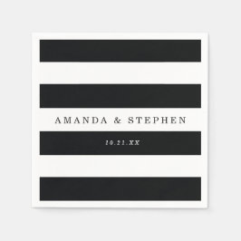 Chic Black Stripes Wedding Serviette