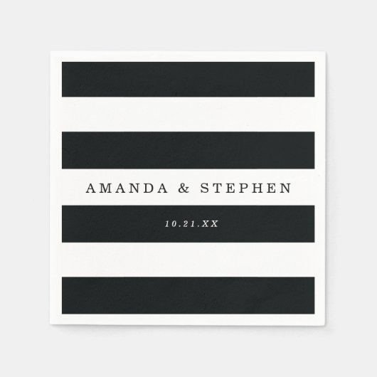 Chic Black Stripes Wedding Serviette (Vorderseite)