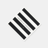 Chic Black Stripes Wedding Serviette (Ecke)