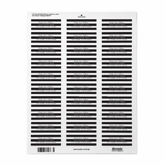 Chic Black Striping Address Labels (Vorne)