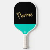Chic Black Three Quarter Script Light Aquamarin Ac Pickleball Schläger (Vorderseite)