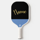 Chic Black Three Quarter Script Light Blue Akzent Pickleball Schläger (Rückseite)